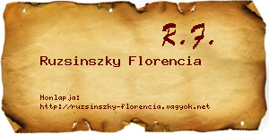 Ruzsinszky Florencia névjegykártya